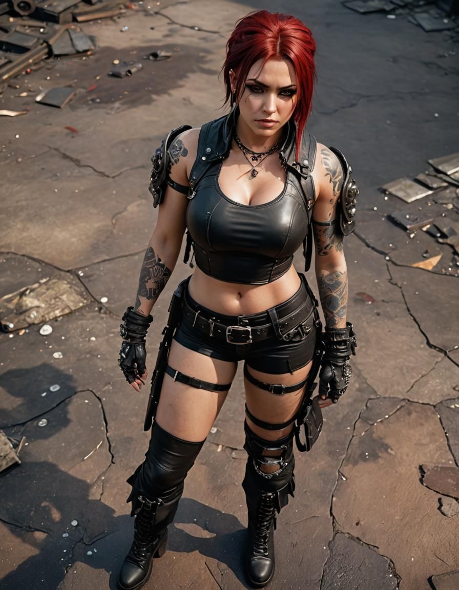 Gothic Woman in Post-Apocalyptic World: 8K Portrait