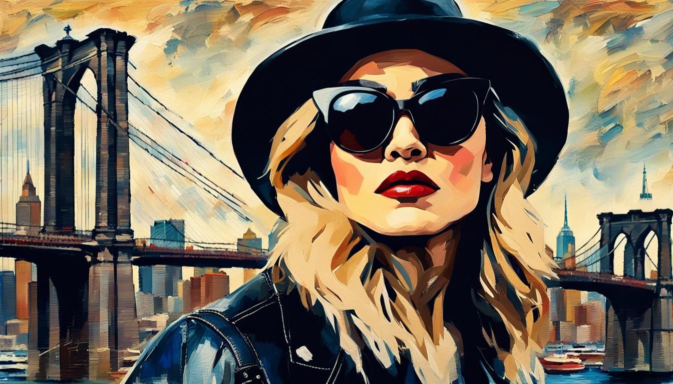 Madonna in NYC: Oil Painting Texture, Abstract Art