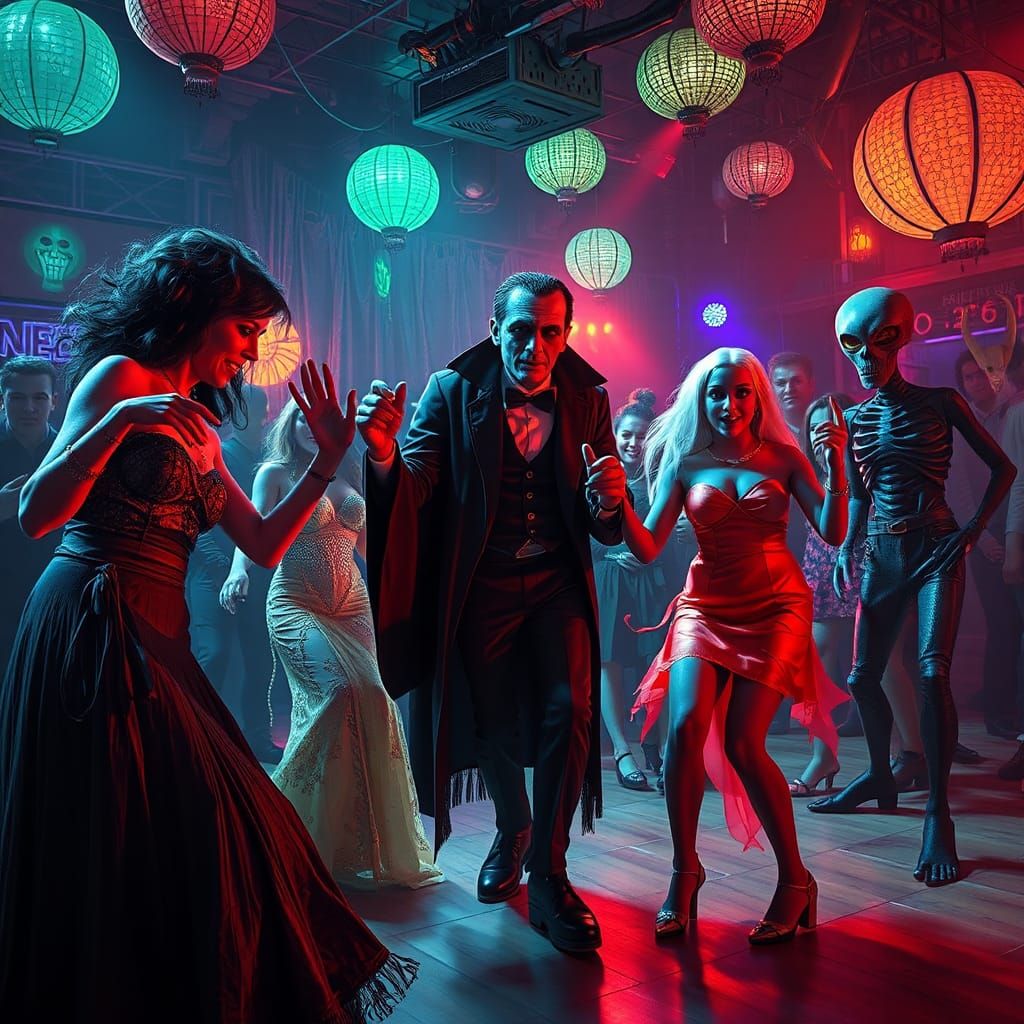 Teenage Monsters Conga Line in Halloween Disco