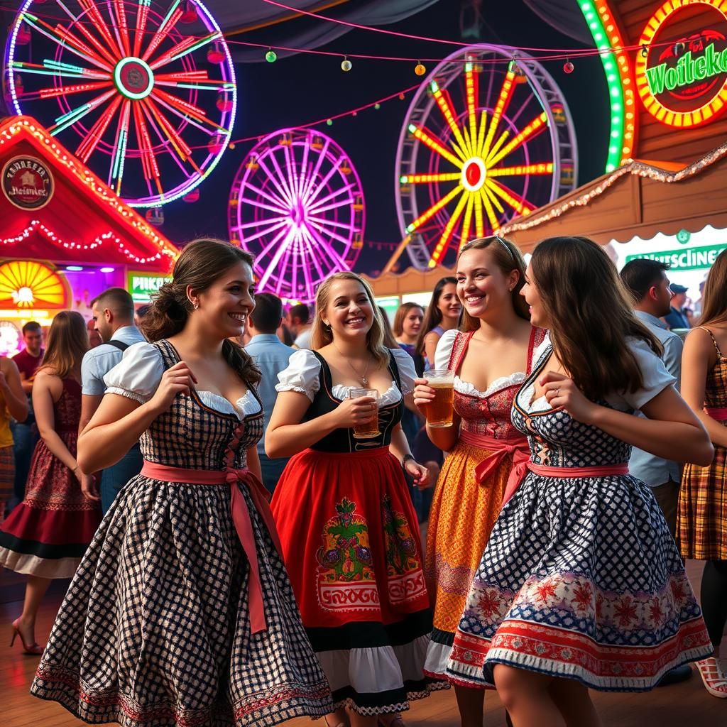 Vibrant Volksfest Scene with Futuristic Twist