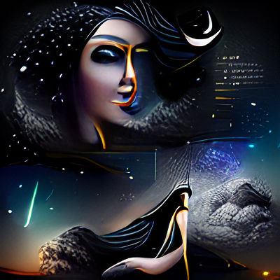 Celestial Goddess Visits Earth: Digital Art