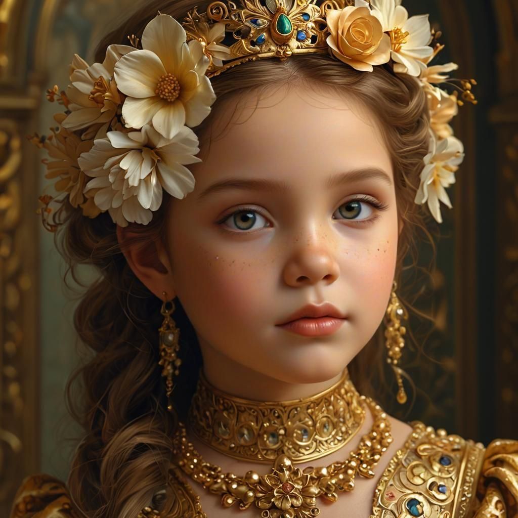 Girl with Flowers: A Digital Fantasy Portrait