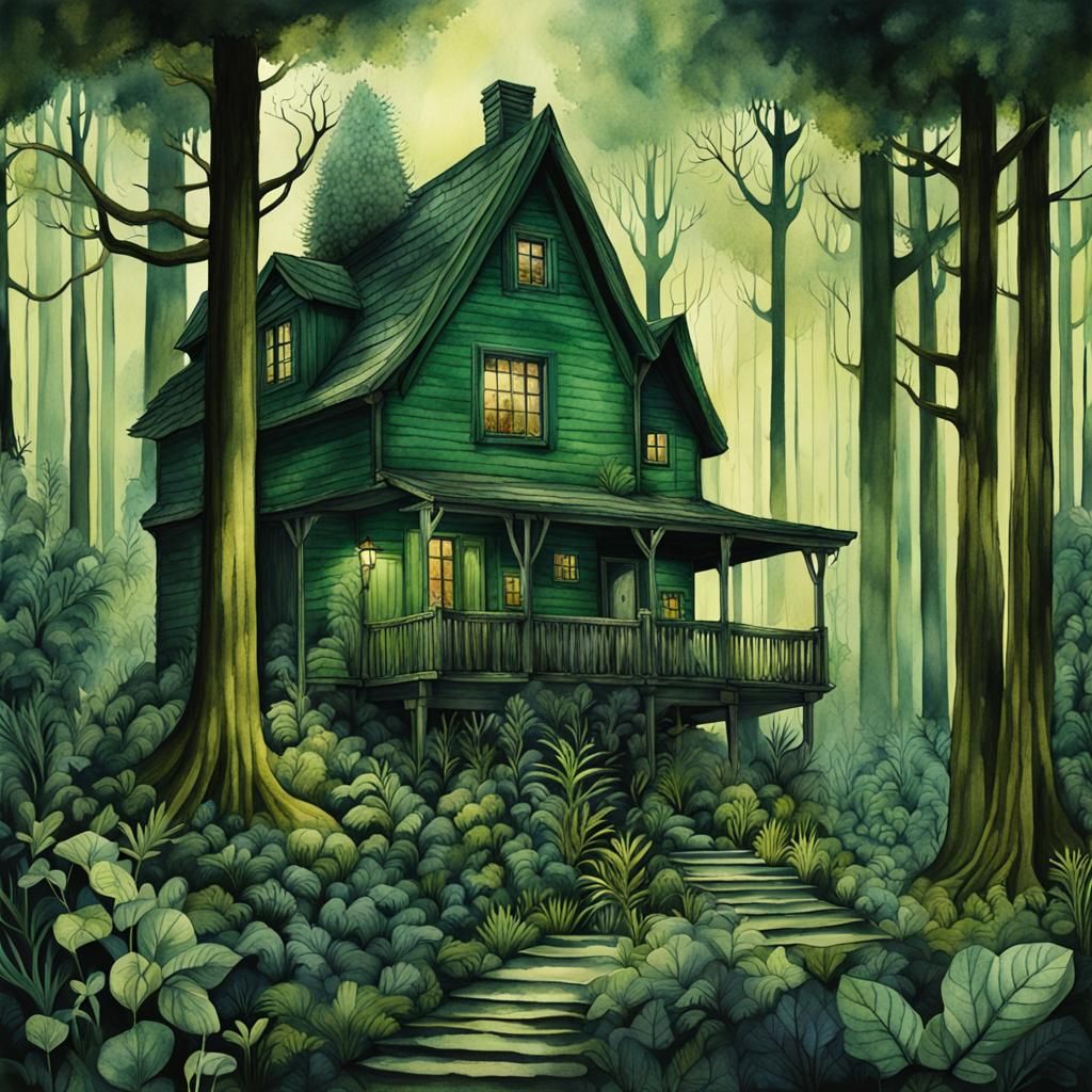 Atmospheric Forest in Watercolour Illustration Style