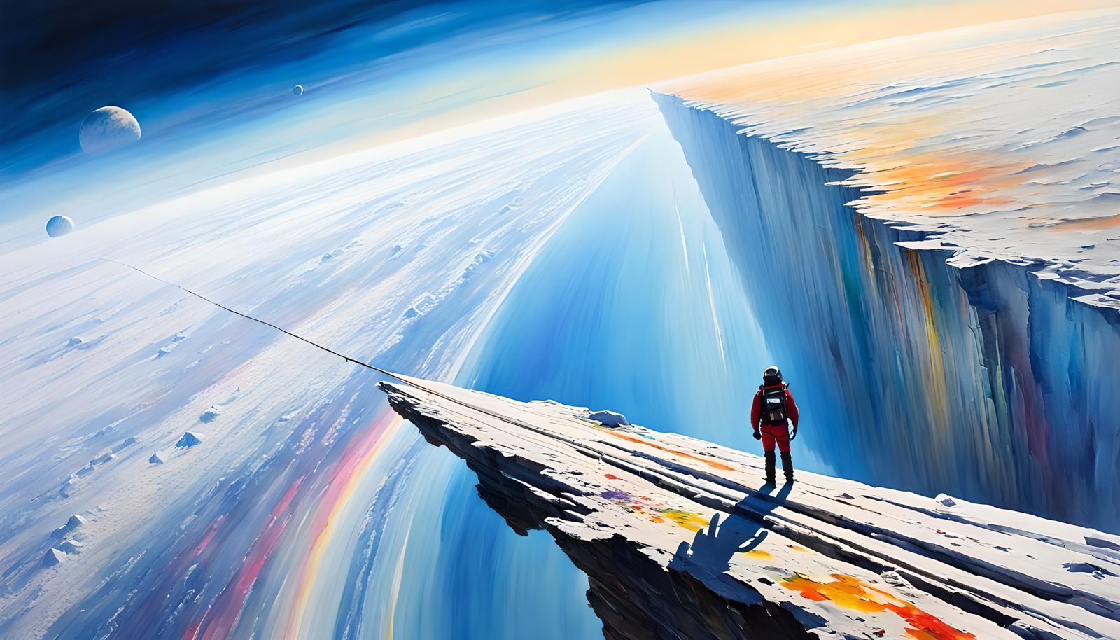 Astral Figure at Space Edge in Hyperrealistic Style