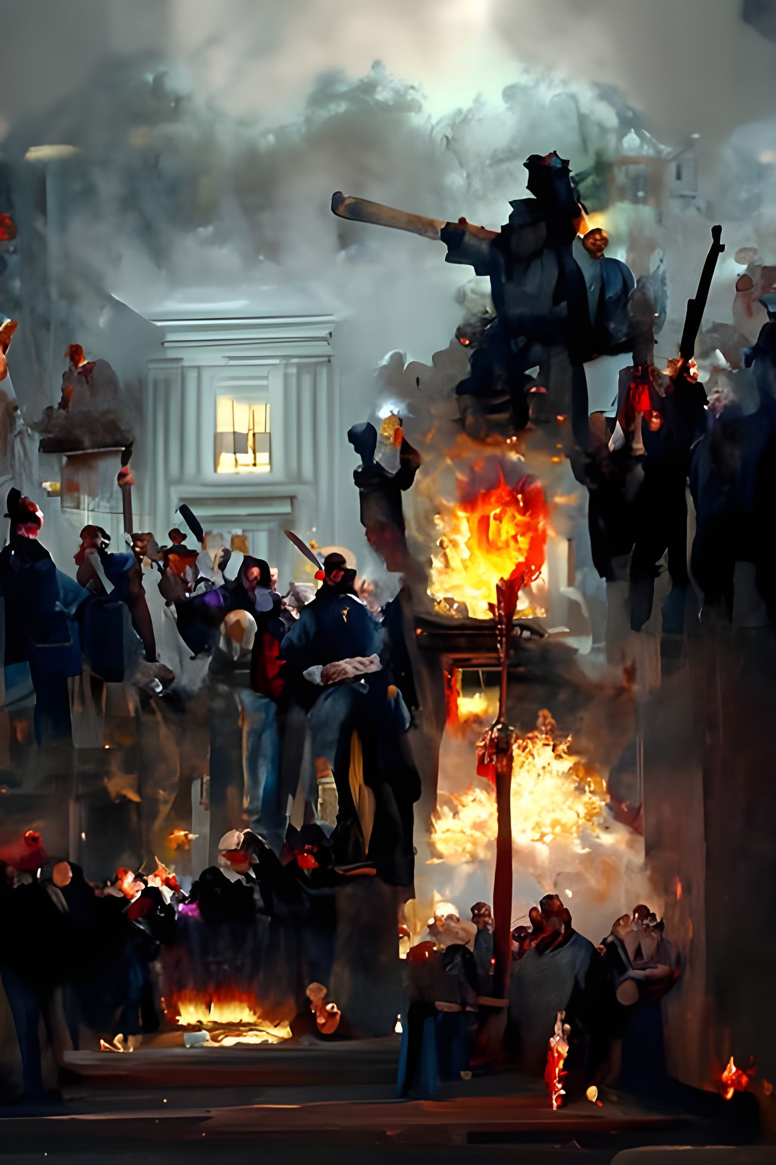 Capitol Riot: Burning Constitution in Neon Style