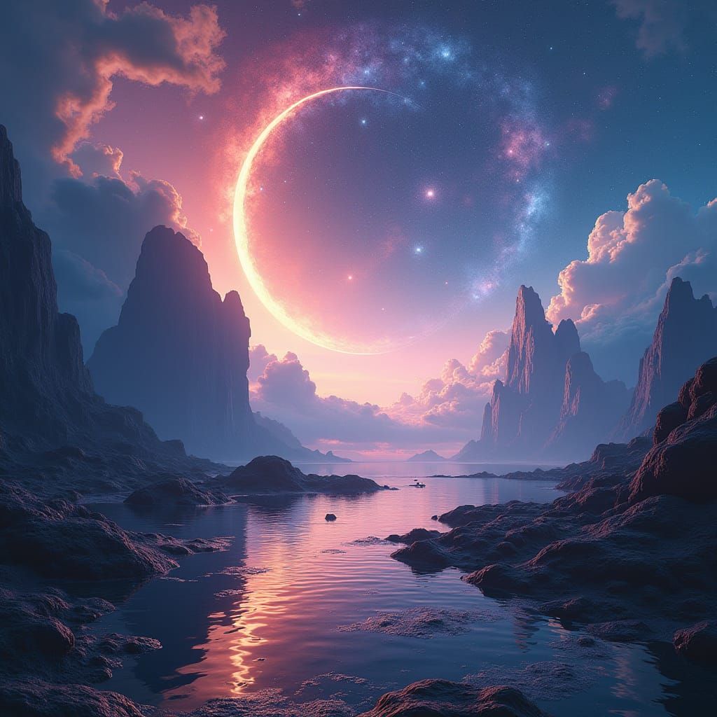 Radiant Galaxy Landscape in Dreamlike Style