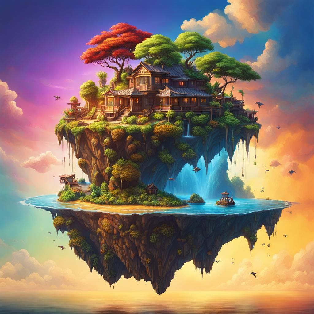 Hyperrealistic Floating Island Concept Art