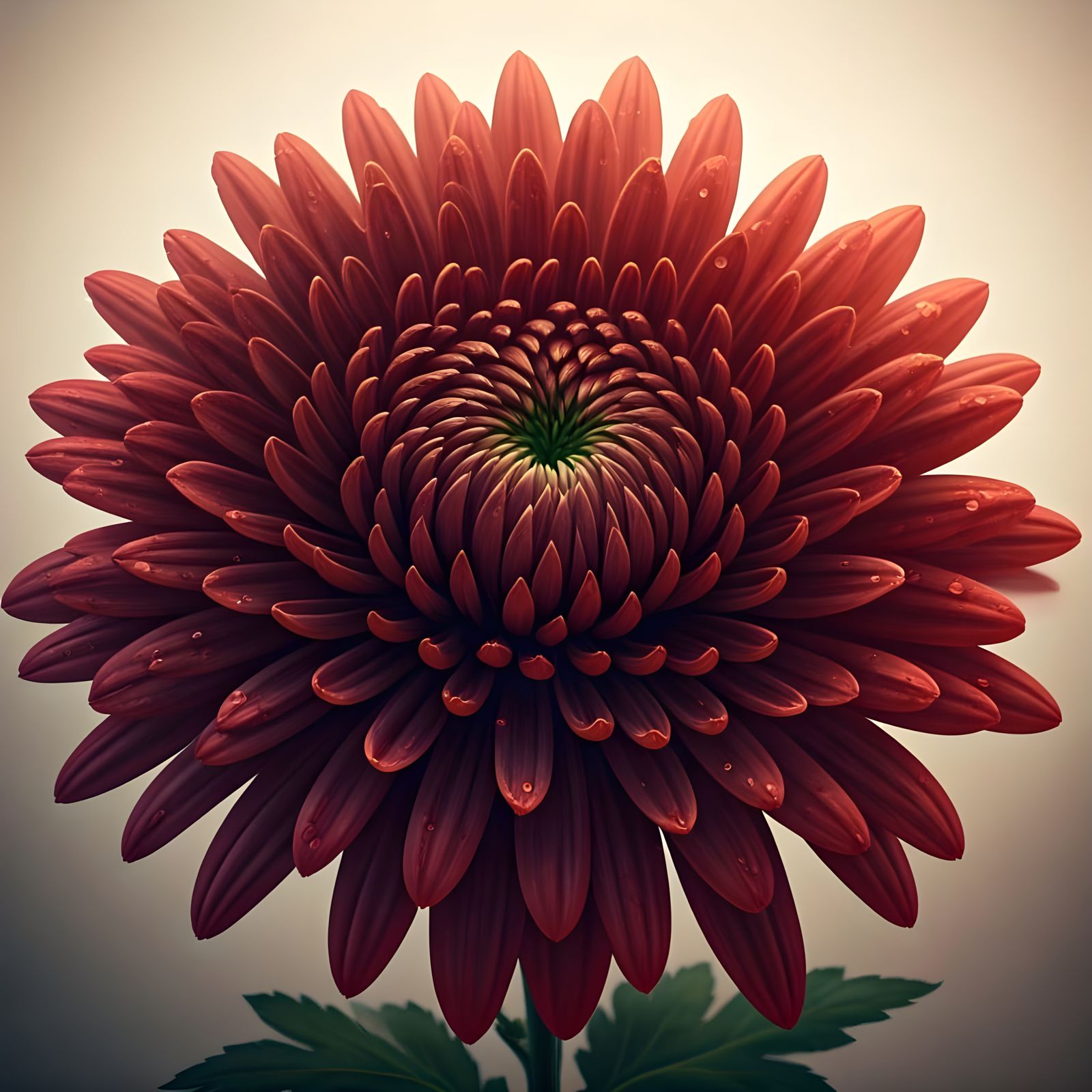 Ethereal Burgundy Chrysanthemum in Hyperrealistic Detail