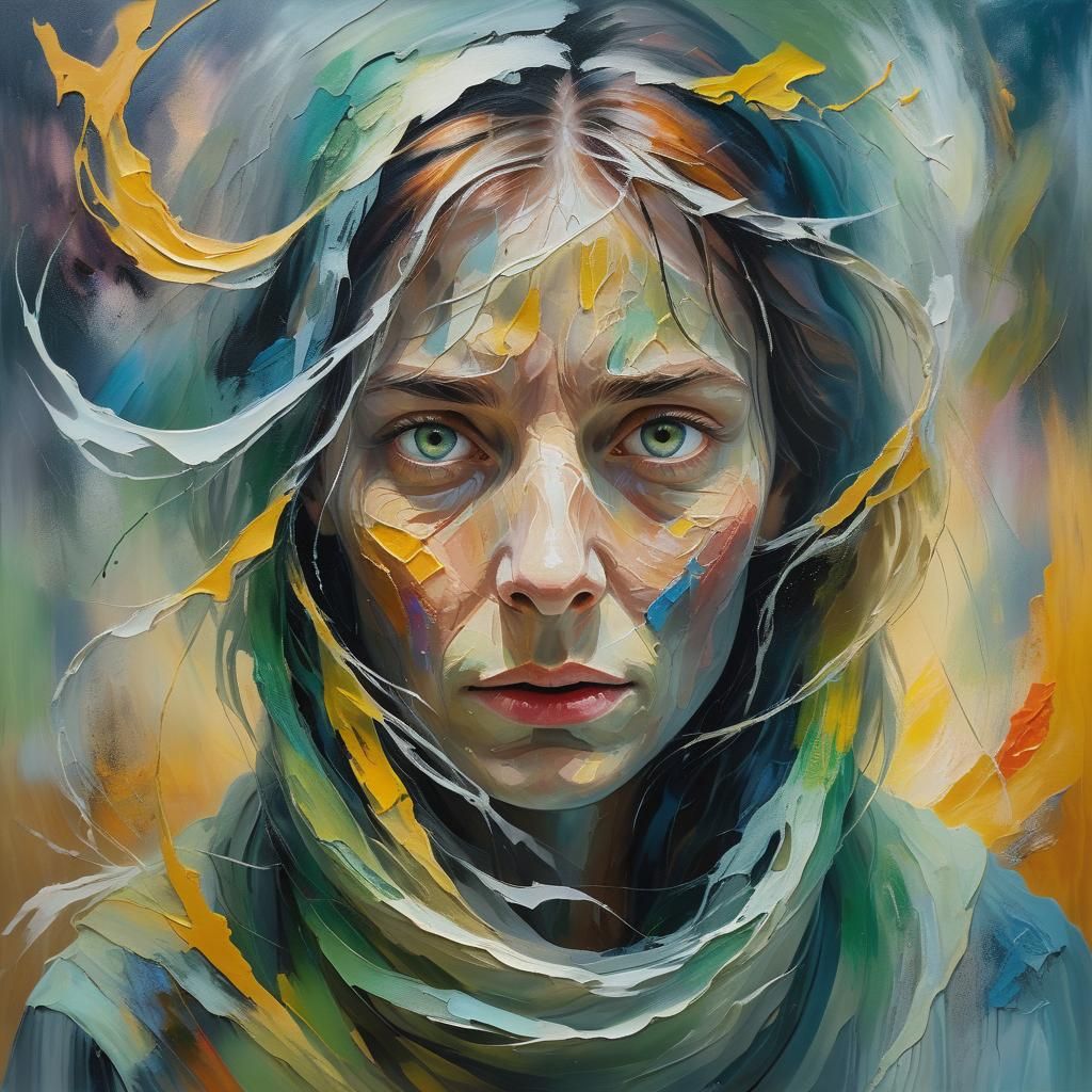 Ethereal Woman Emerges in Neo-Expressionist Oil Painting