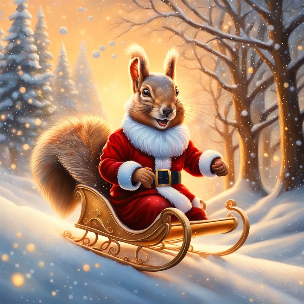 Whimsical Christmas Wonderland in Vibrant Oil Painting Style