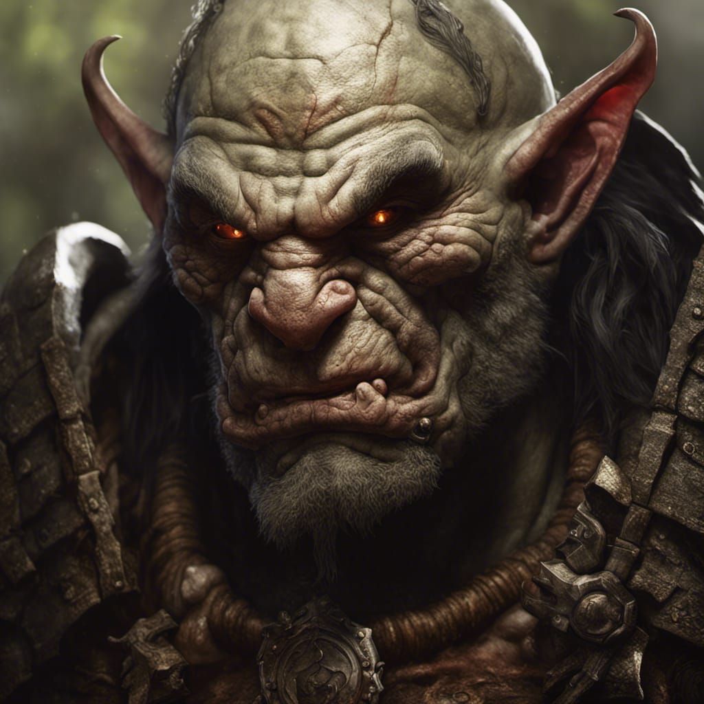 Detailed Orc Chieftain Portrait in Dark Fantasy Style