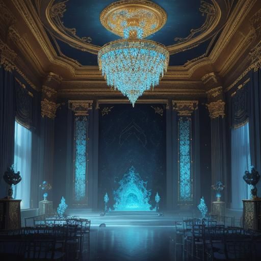 Majestic Chandelier in a Light Blue Room
