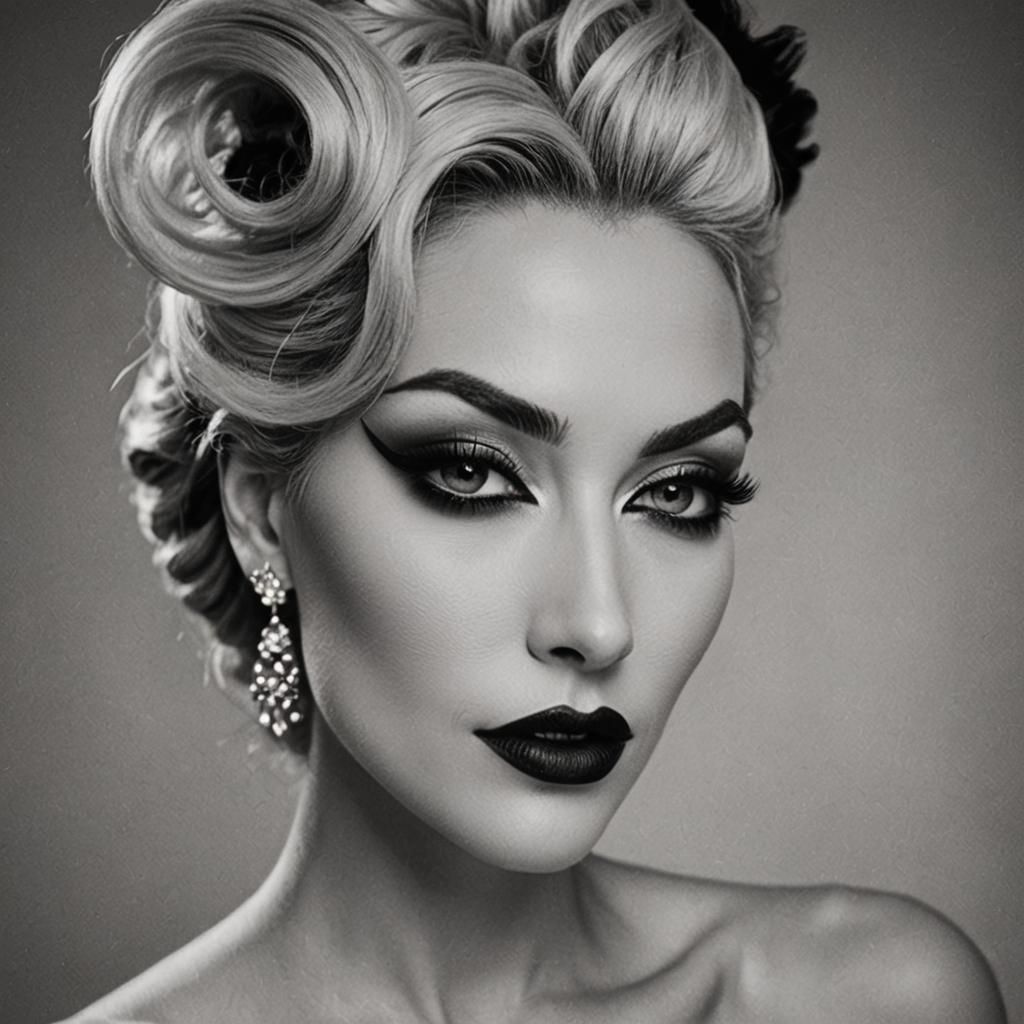 Elegant Black and White Portrait of Woman