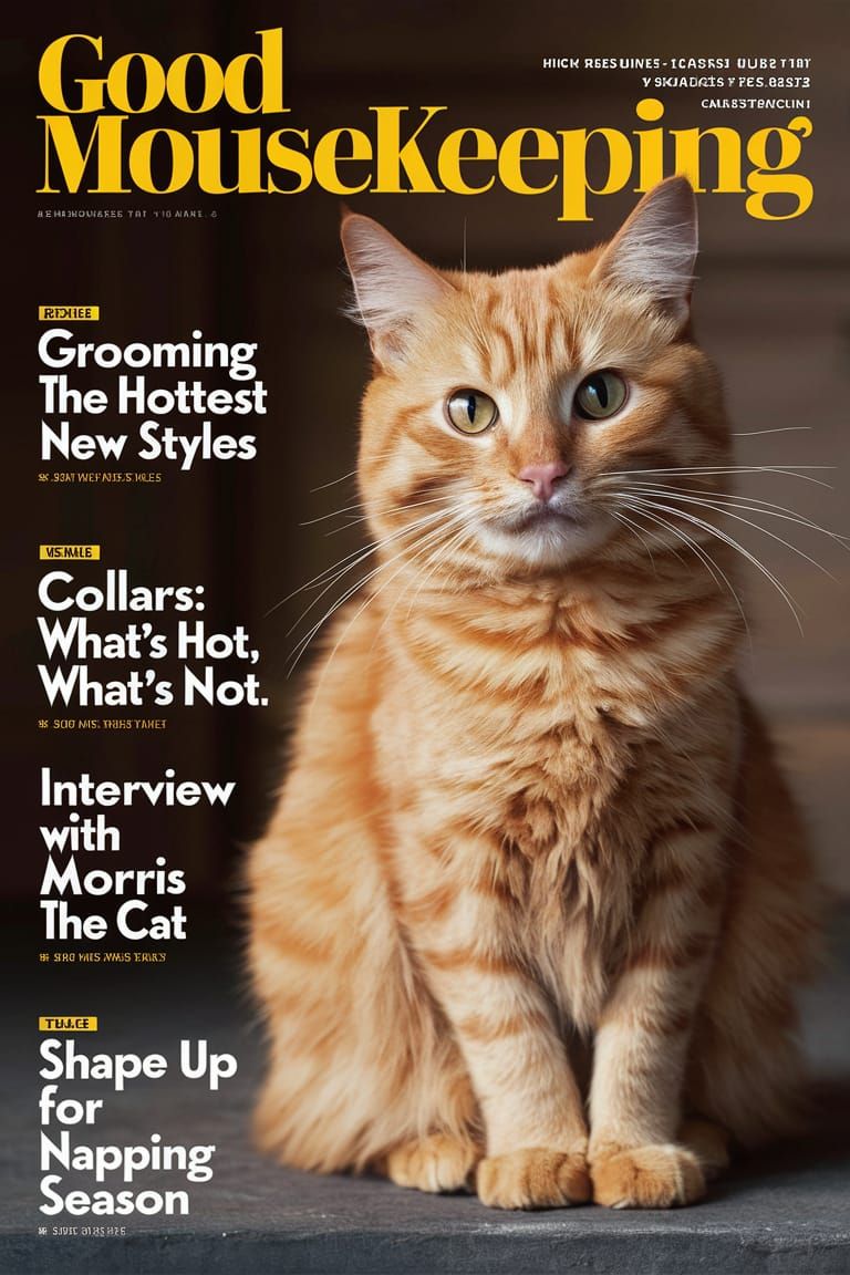 Good Mousekeeping Magazine Cover with Orange Cat