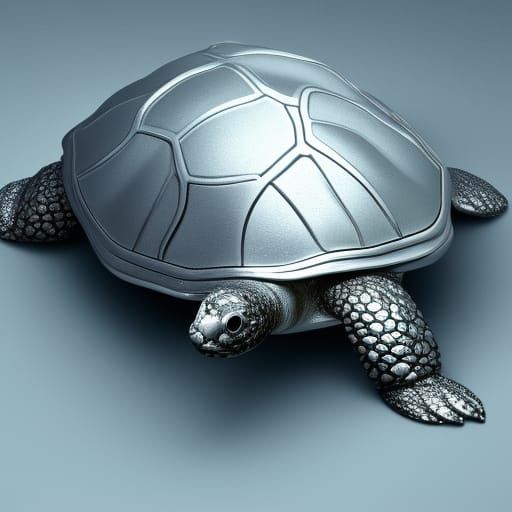 Silver Turtle Shell Matte Painting in 8K