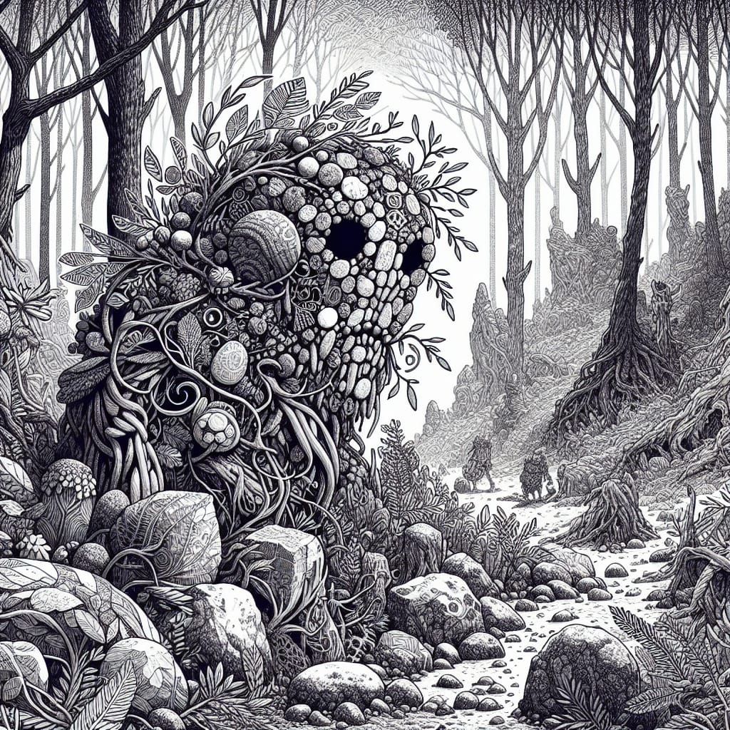 Whimsical Forest Creature in Art Nouveau Style