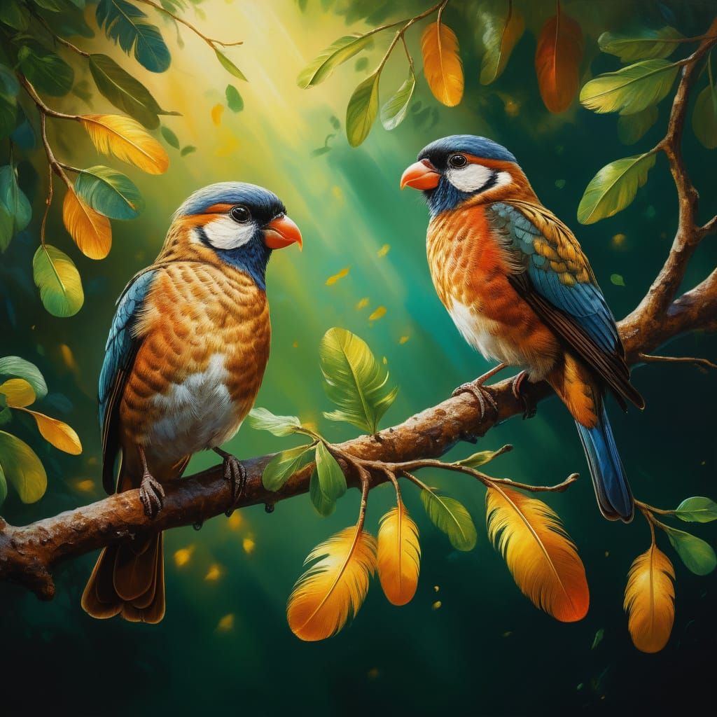 Vibrant Birds in Splash Art Style