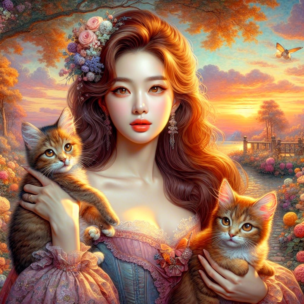 In the presence of a vibrant and expressive woman, exuding an aura of youthfulness, adorned with luscious auburn-brown l...