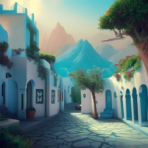 Sidi Bou Said: Intricate Pencil Art in Unreal Engine