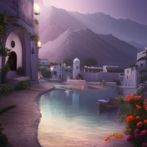 Sidi Bou Said in Detailed Matte Painting