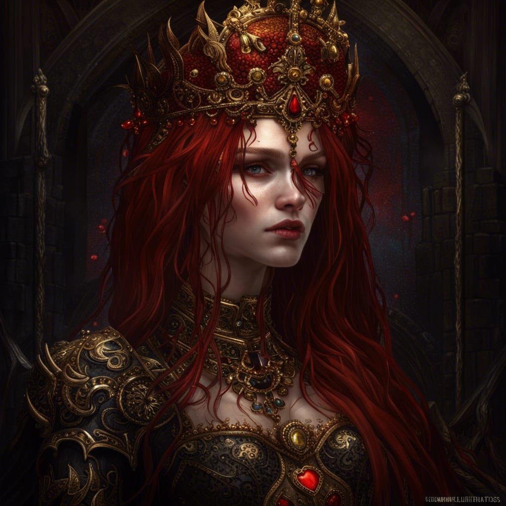 Gothic Queen with Sword, Hyperdetailed Dark Fantasy