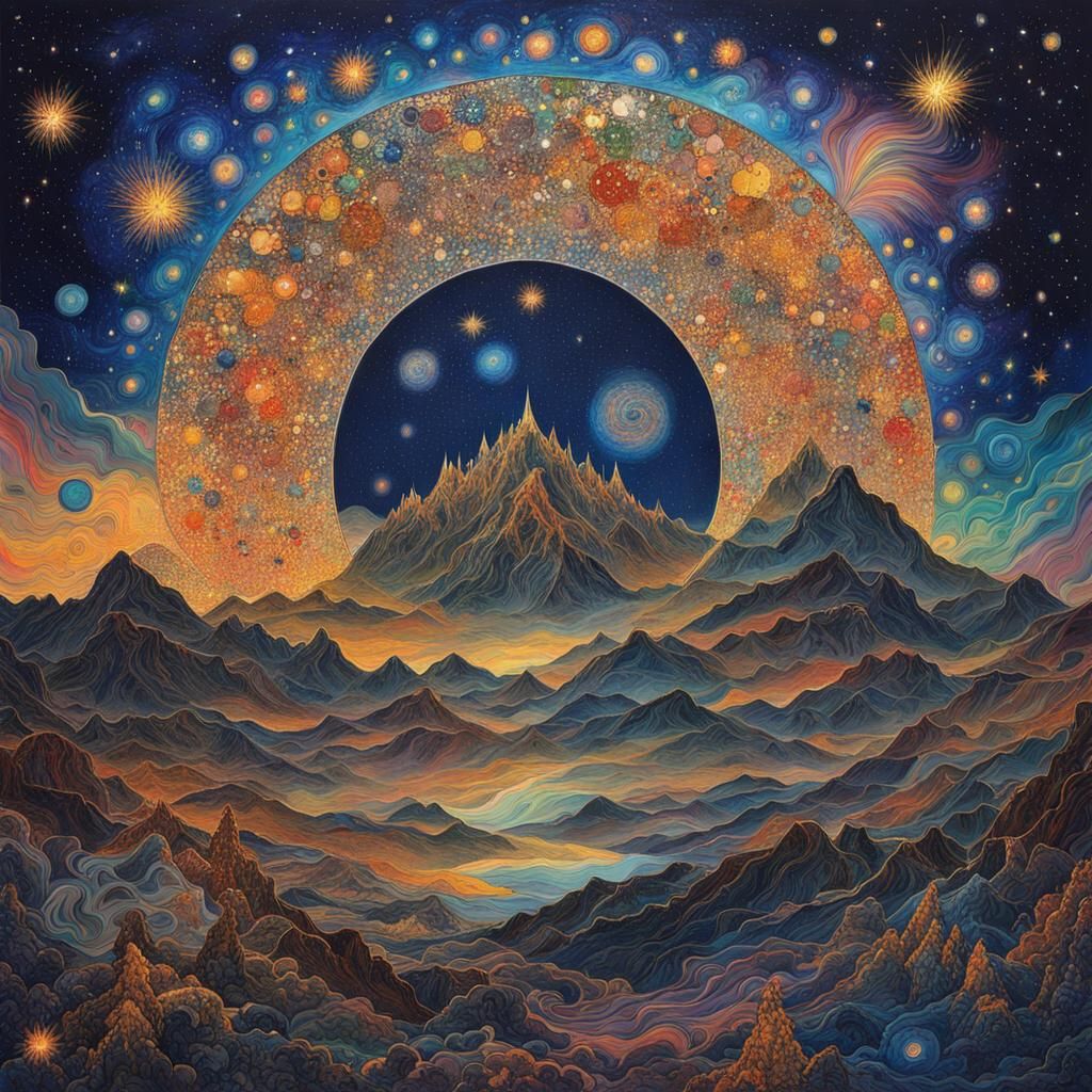 Intertwined Souls in Starry Night Sky: Abstract Expressionis...