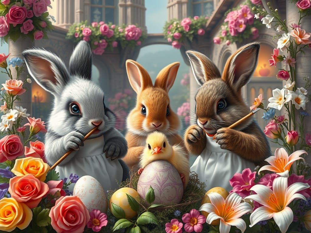 Fairytale Easter: Bunnies Painting Eggs