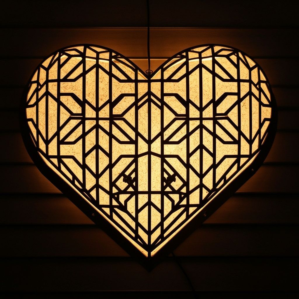 Illuminated Geometric Metal Heart Tessellation