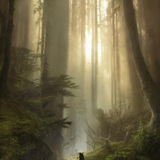 Epic Warrior Overlooking Fantasy Realm in Pointillism Style