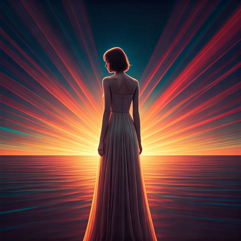 Serene Woman in Dreamlike Environment, Digital Art