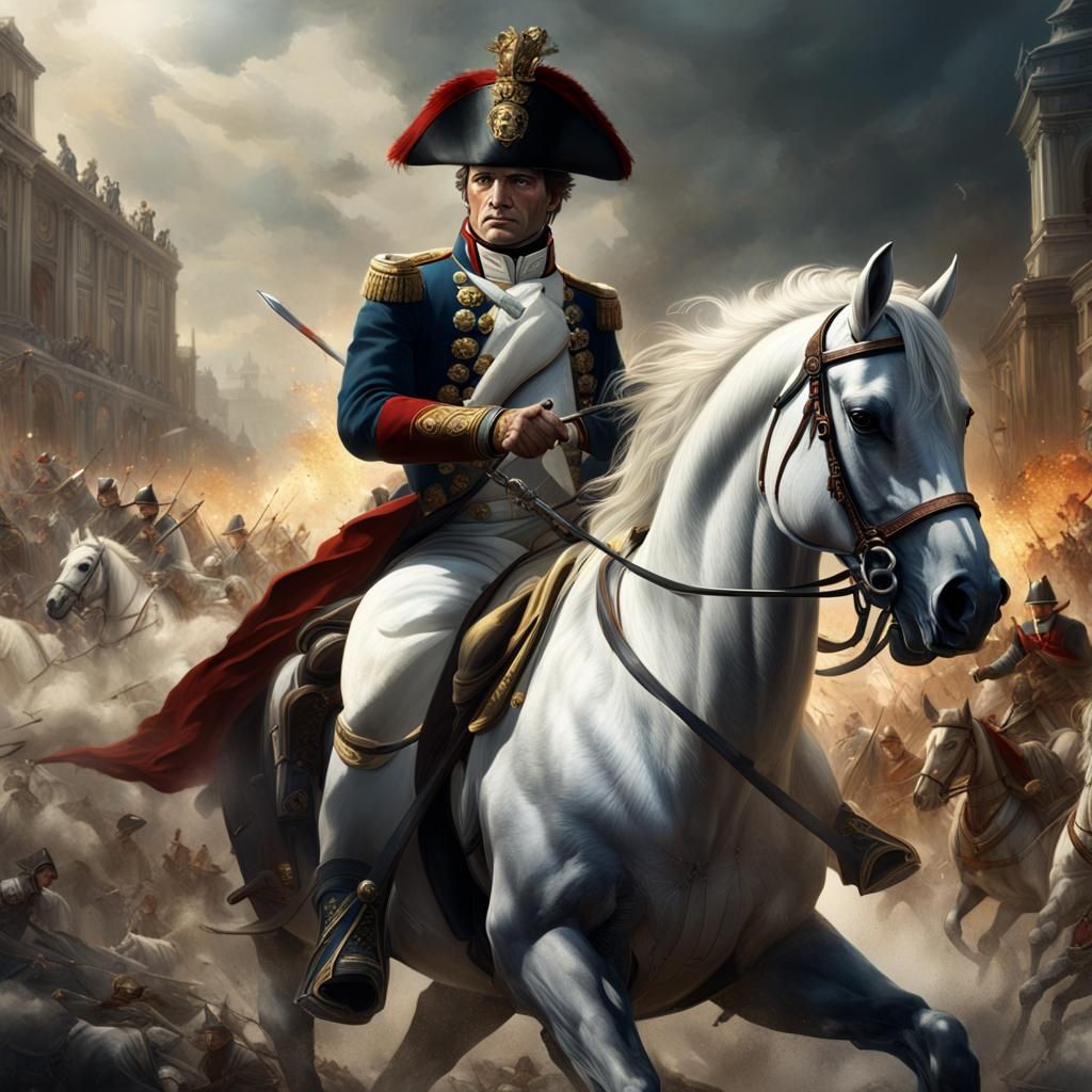 Napoleon Leading Troops in Historical Battle