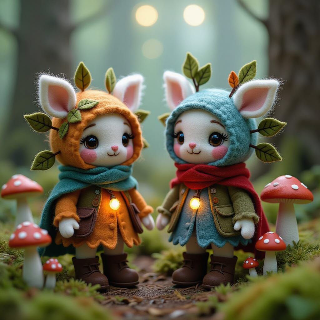 Felted Forest Spirits in a Surrealist Style