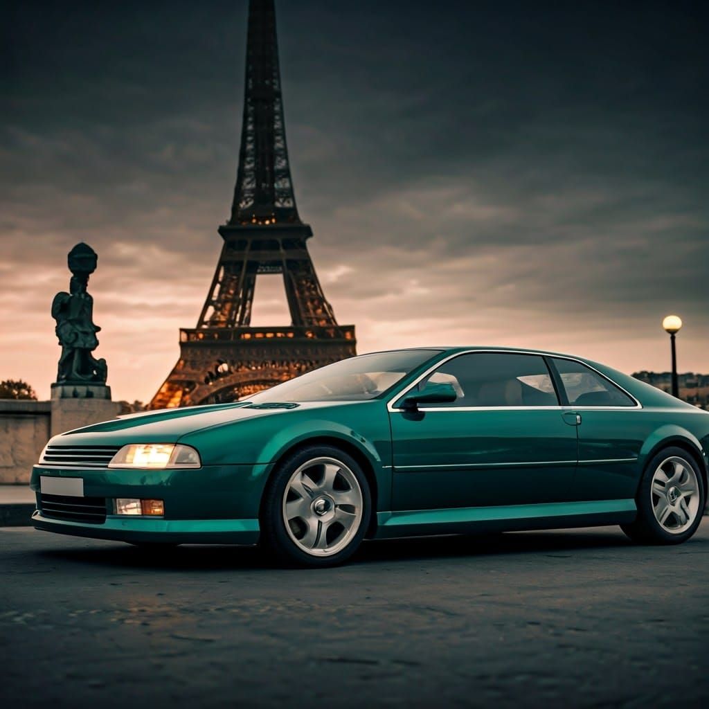 Emerald Green Concept Car Cruises Parisian Streets
