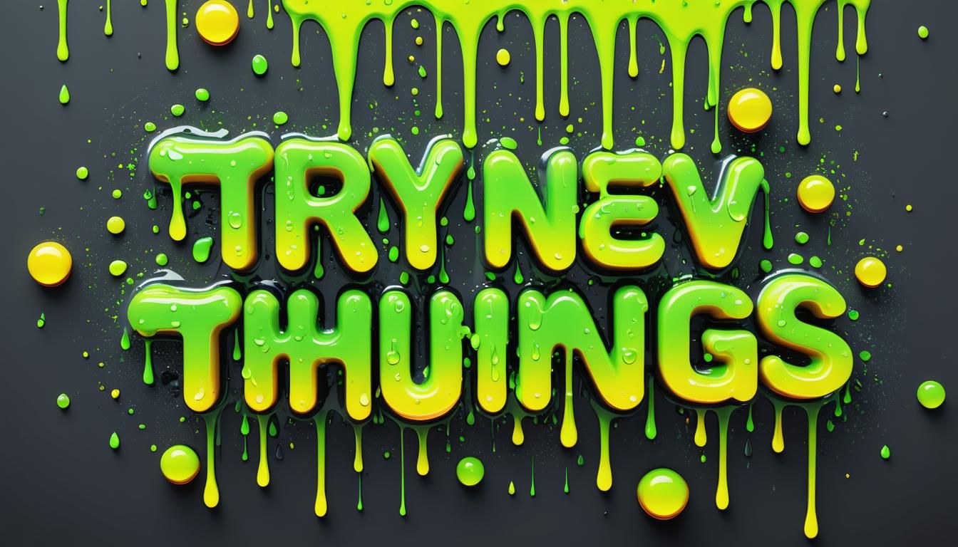 Vibrant Neon Text "TRY NEW THINGS" 3D Render