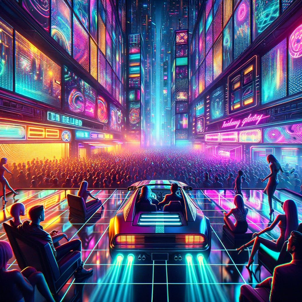 Neon Dreams: A Futuristic Nightclub Meets High-Speed Racing