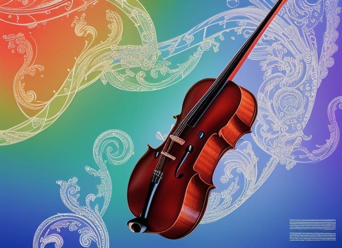 Blue Tsunami: Intricate Violoncello in Gouache Painting