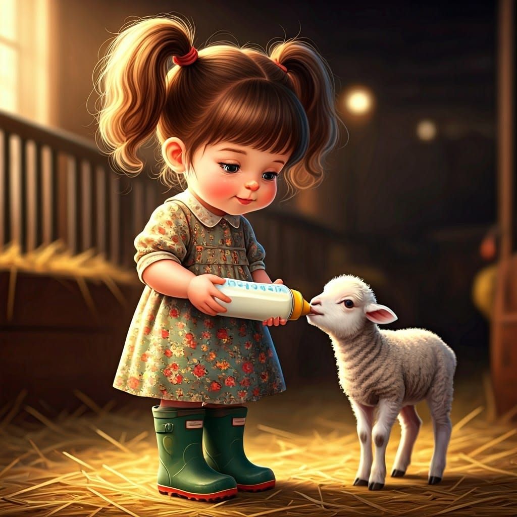 Sweet Childhood Moment in Dreamy, Painterly Style