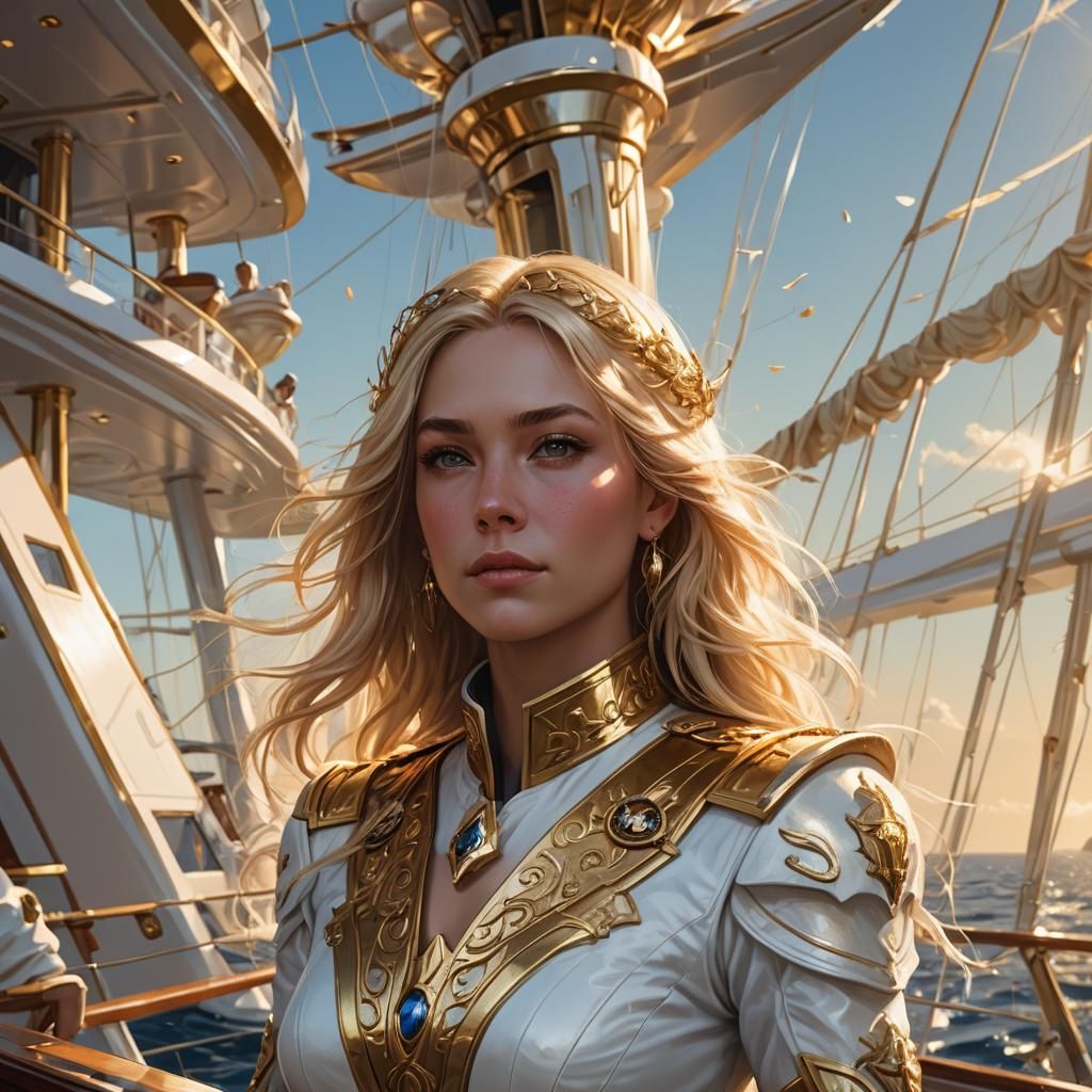 Luxurious Yacht Portrait in Fantasy Art Style