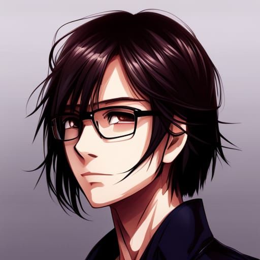 Anime Portrait of Brunette with Hazel Eyes