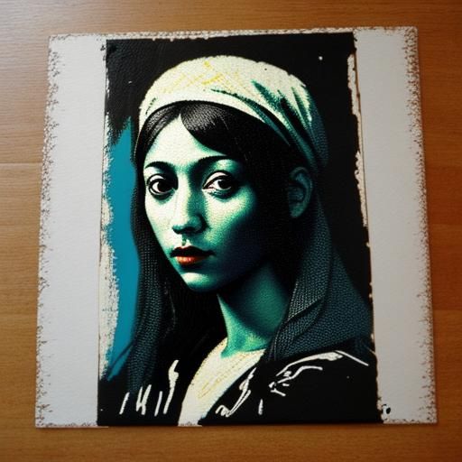 Afrofuturist Portrait with Sound Waves in Blacklight Art