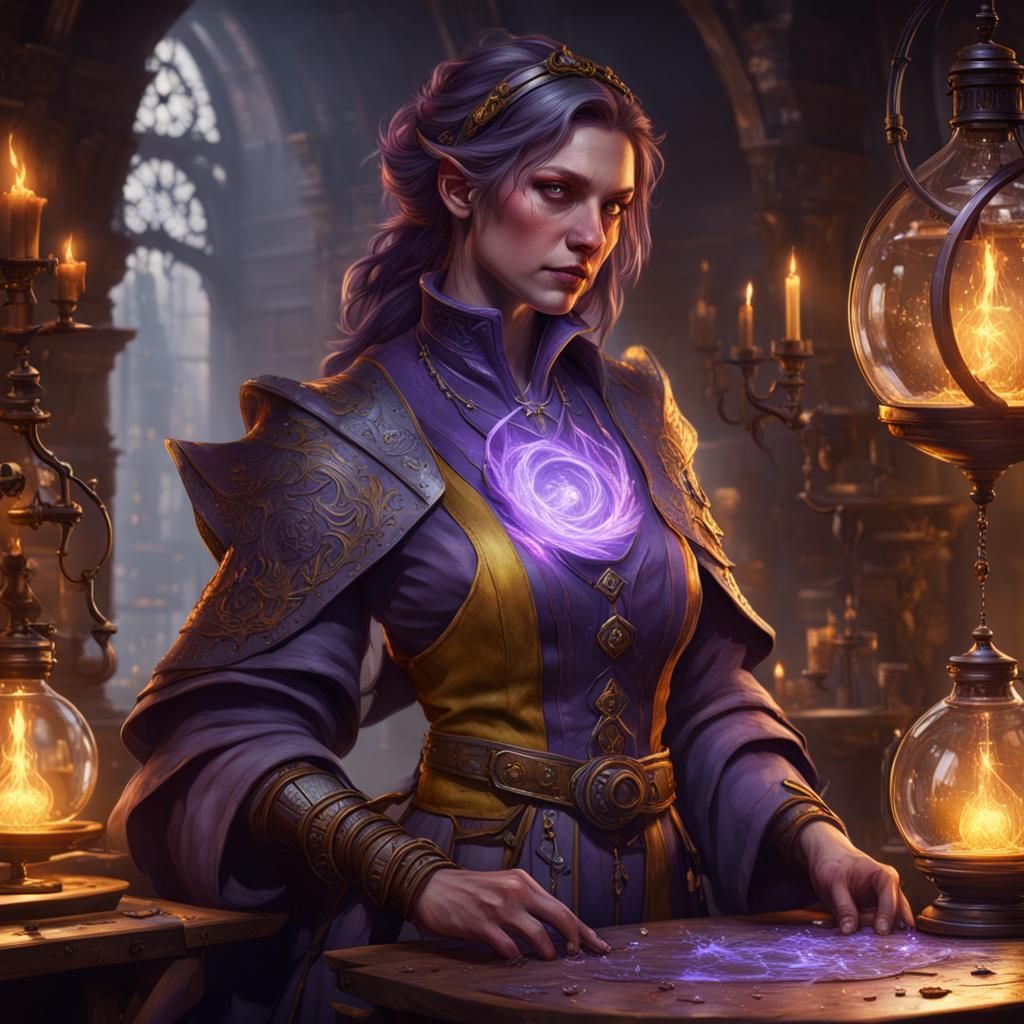 Detailed Dark Fantasy Female Alchemist Artwork