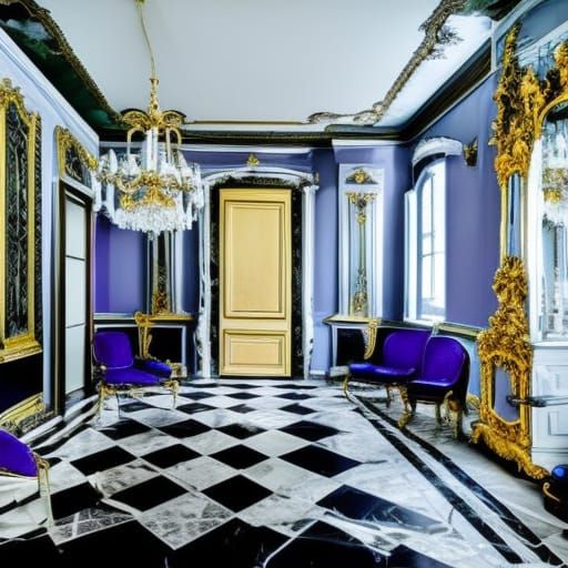 Renovated Prussian Rococo Interior with Marble and Stucco