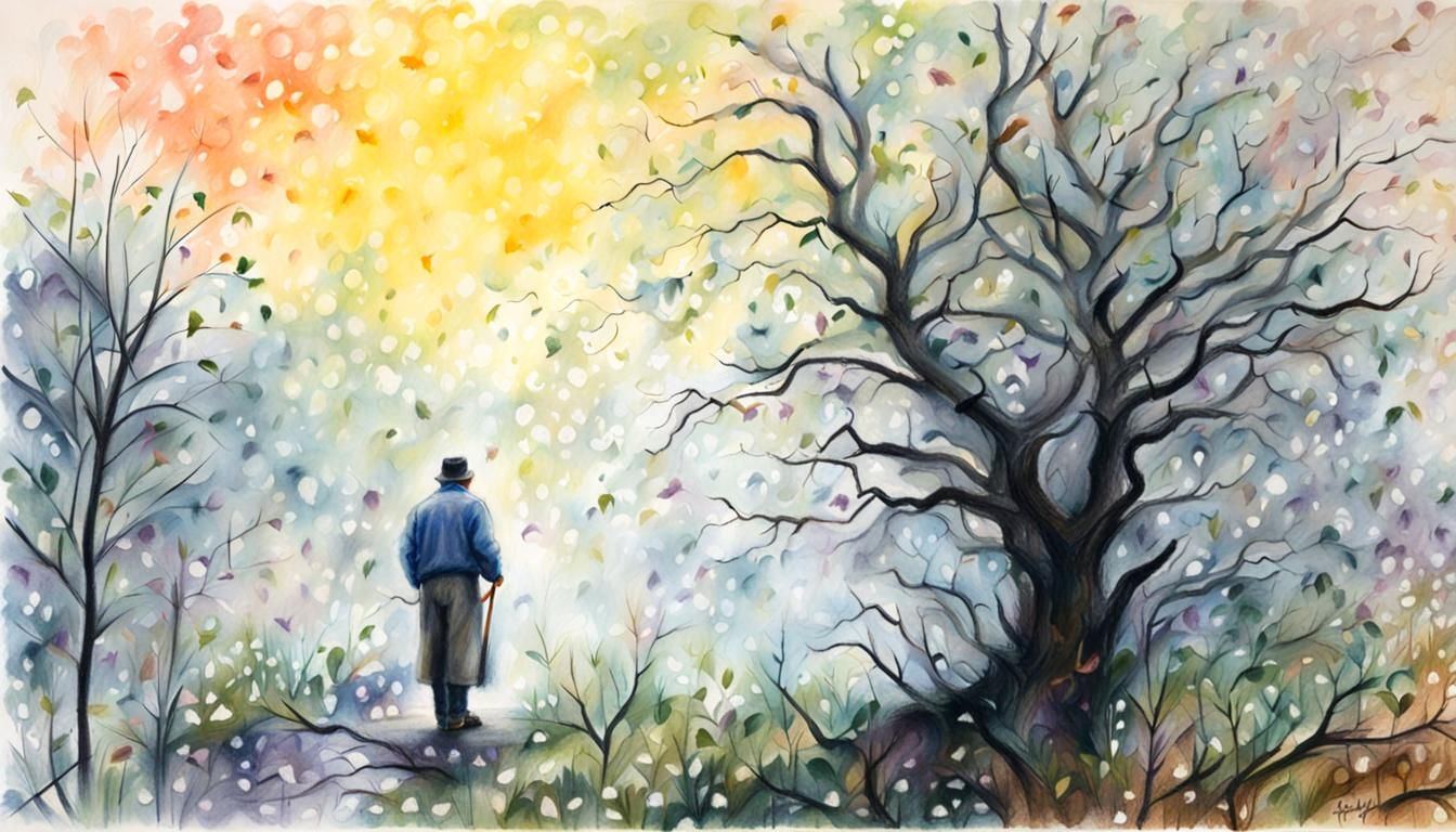 Ethereal Figure in Mist: Pastel Drawing