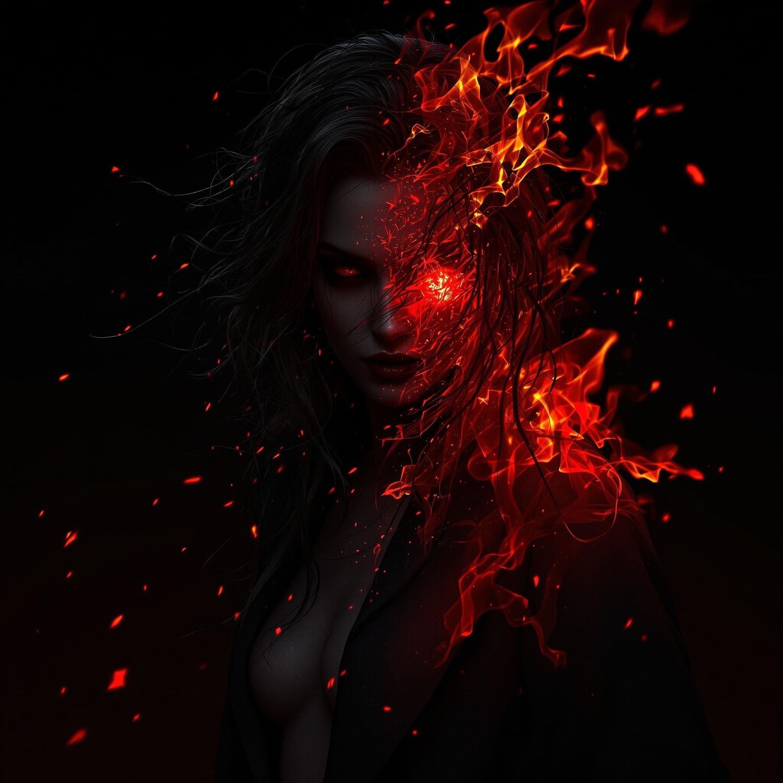 Ethereal Evil Goddess in Blazing Inferno