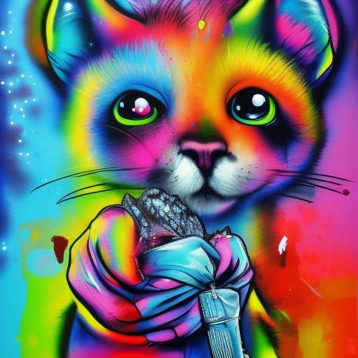Furry Character in Graffiti Splash Art Style