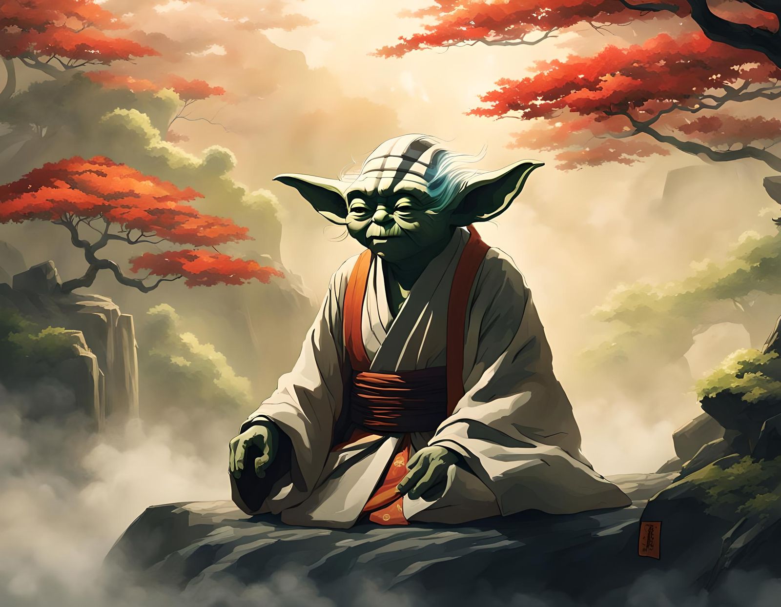 Yoda in Japanese Garb: Majestic Concept Art