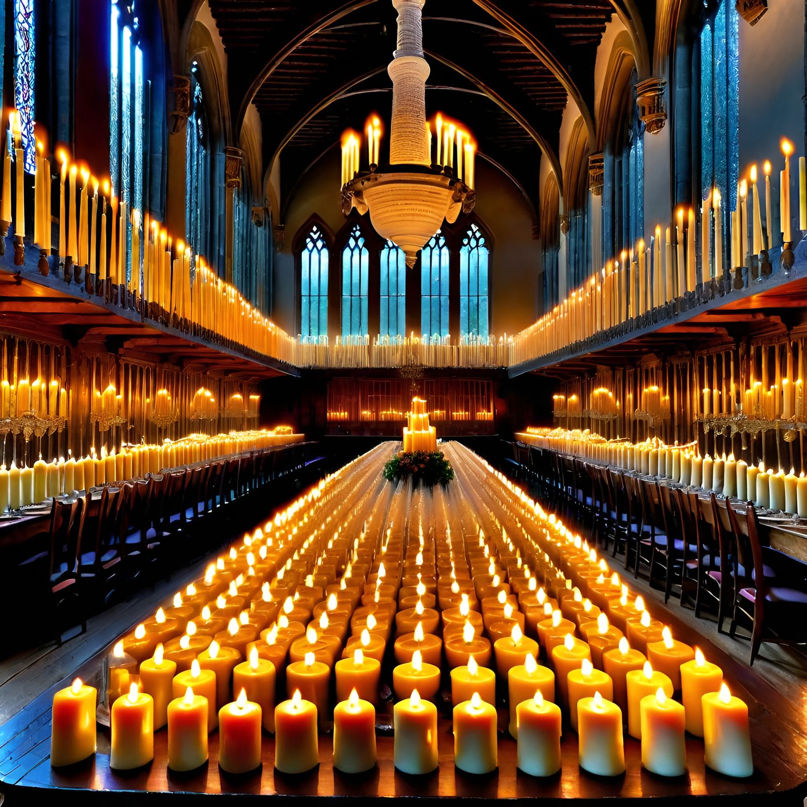 Candlelit Castle Dining Hall Through the Centuries