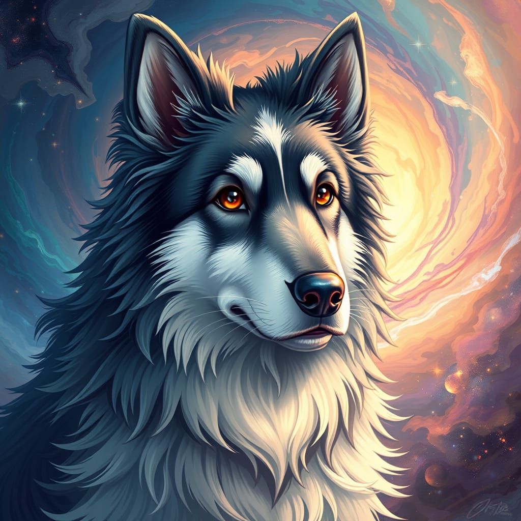 Ancient Anime Spirit in Vibrant Digital Art