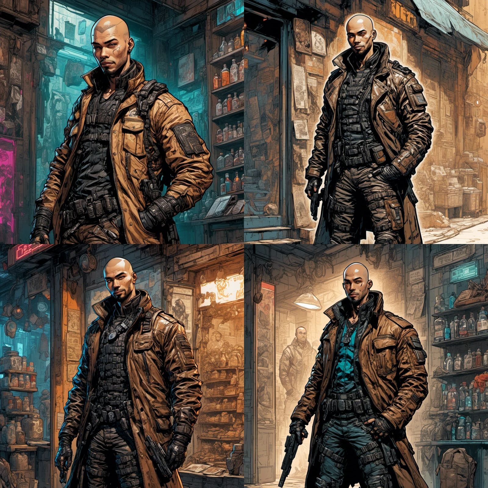 Cyberpunk Martial Arts Adept in Cell-Shaded Style