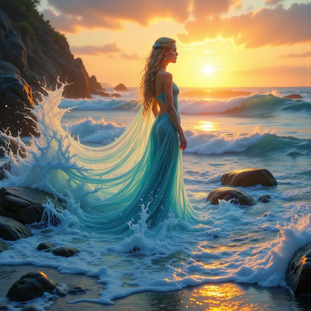 Aine Queen of the Fae Emerges from the Sea